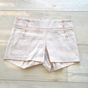2B clothing tan hi waist stretch shorts button dow